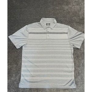 Ben Hogan Performance Mens Gray Striped Golf Polo Shirt Large Breathable light